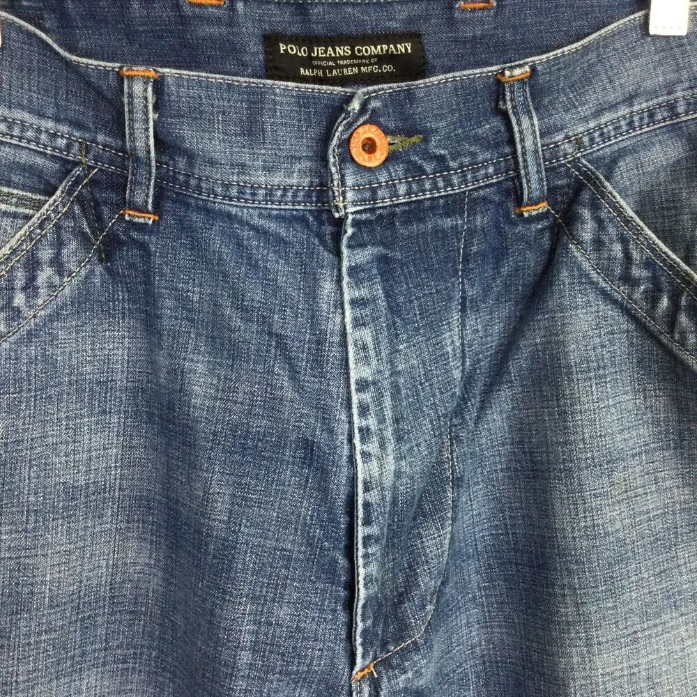 Polo Ralph Lauren Jeans Co Mens Cargo Carpenter Vintage Jeans Blue Size 34